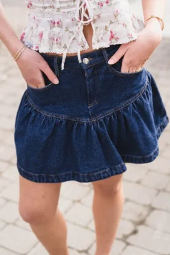 Tripa Denim Frill Skirt Blue