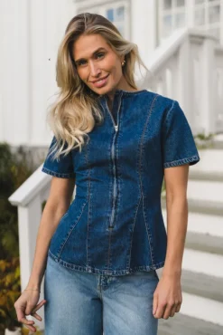 Turig Alena SS Top Mid Blue Wash