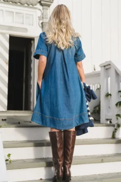 Turo Alena 2/4 Dress Mid Blue Wash