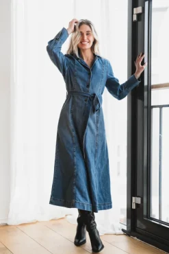 Turo Alena Shirt Dress Mid Blue Wash