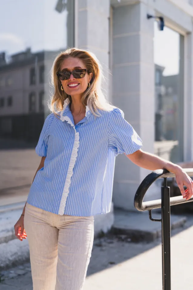 Ulia Stripe Blouse Blue Stripe