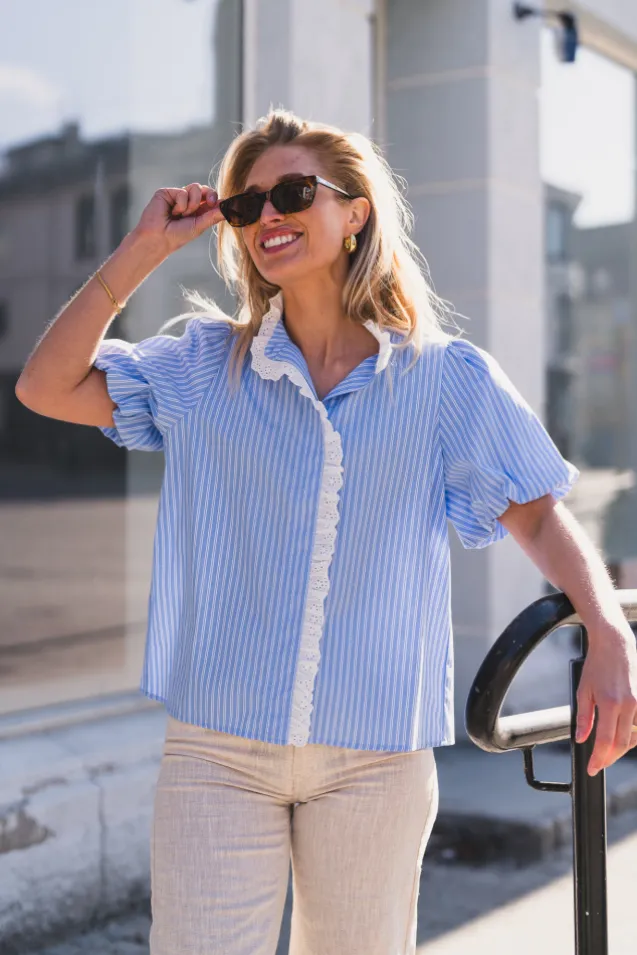 Ulia Stripe Blouse Blue Stripe