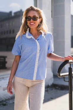 Ulia Stripe Blouse Blue Stripe