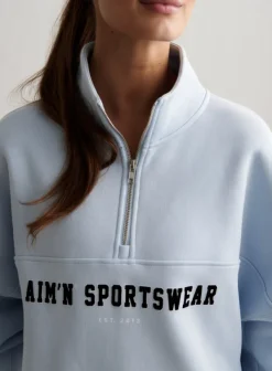 Varsity Sweat Half Zip Aura