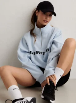 Varsity Sweat Half Zip Aura