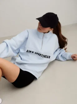 Varsity Sweat Half Zip Aura