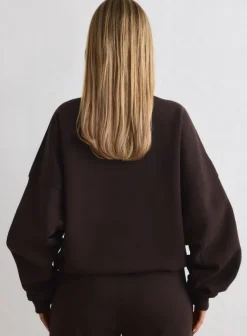 Varsity Sweat Half Zip Chocolate
