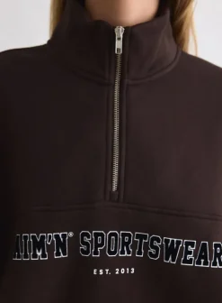 Varsity Sweat Half Zip Chocolate
