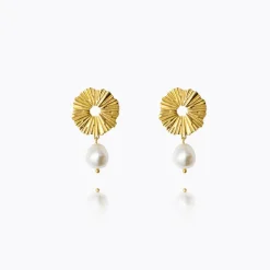 Vassia Pearl Earrings Gold Pearl