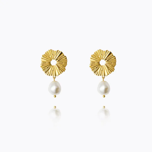 Vassia Pearl Earrings Gold Pearl