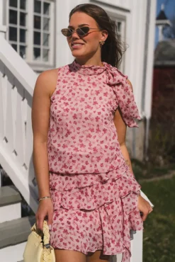 Veda Flower Top Dusty Rose