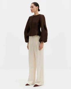 Vendela Balloon Sleeve Blouse Dark Brown
