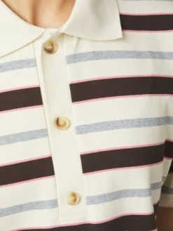 Vennera Triple Stripe Polo Tee Grey