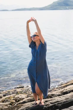 Viana Ginia 2/4 Dress V Indigo Melange