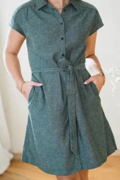 Viana Ginia SS Shirt Dress Laurel W Melange