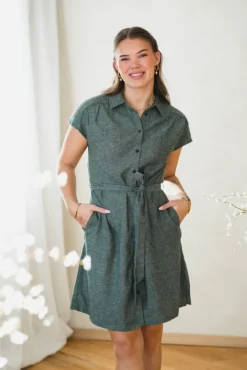 Viana Ginia SS Shirt Dress Laurel W Melange