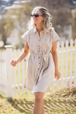 Viana Ginia SS Shirt Dress Sand Melange