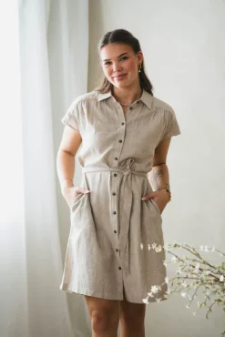 Viana Ginia SS Shirt Dress Sand Melange