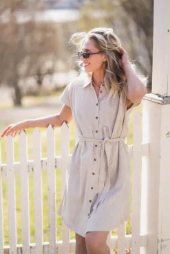 Viana Ginia SS Shirt Dress Sand Melange
