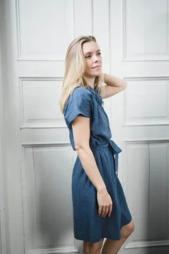 Viana Ginia SS Shirt Dress V Indigo Melange