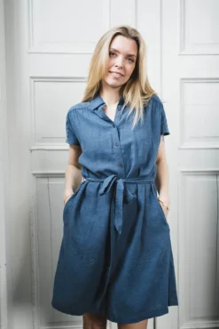 Viana Ginia SS Shirt Dress V Indigo Melange