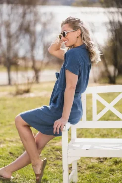 Viana Ginia SS Shirt Dress V Indigo Melange