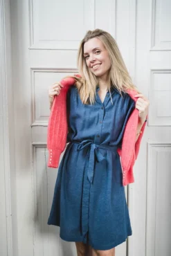 Viana Ginia SS Shirt Dress V Indigo Melange