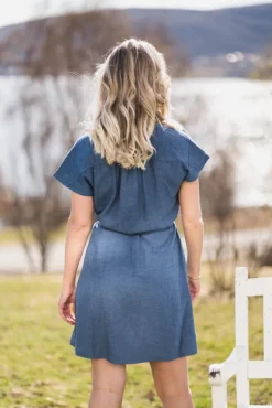 Viana Ginia SS Shirt Dress V Indigo Melange