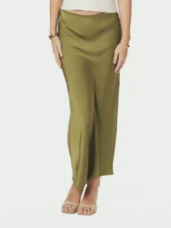 Vicky Heavy Sateen Skirt Sage Green