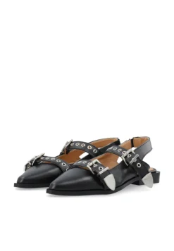 Victoria Slingback Buckle Smooth Leather Black