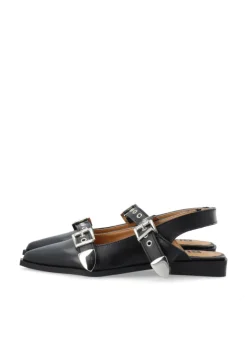 Victoria Slingback Buckle Smooth Leather Black
