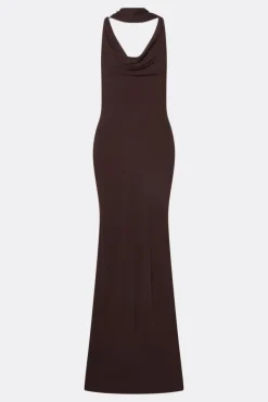 Vida Cowl Neck Scarf Maxi Dress Espresso