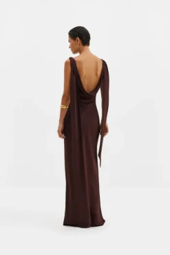 Vida Cowl Neck Scarf Maxi Dress Espresso