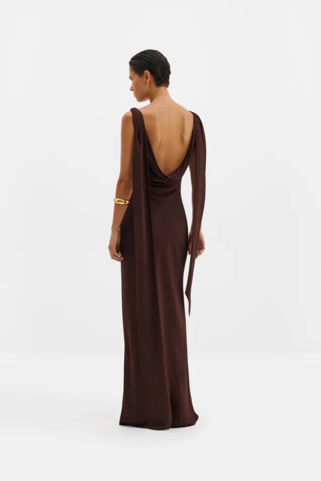 Vida Cowl Neck Scarf Maxi Dress Espresso