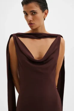 Vida Cowl Neck Scarf Maxi Dress Espresso
