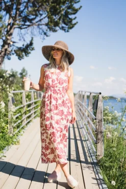 Vildana SL Dress Rhubarb Flower