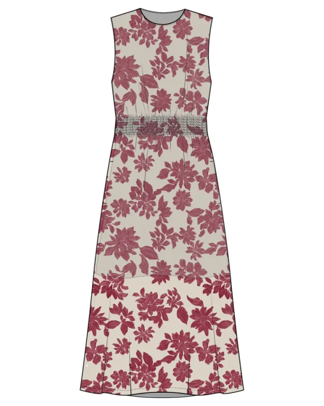 Vildana SL Dress Rhubarb Flower