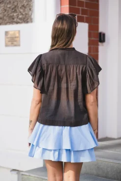 Vinsa S Voile Top Dark Brown
