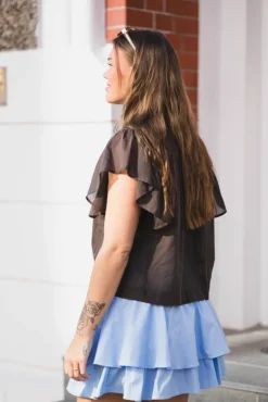 Vinsa S Voile Top Dark Brown