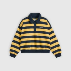 Vintage Rugby Fleece Stripe Arch Logo Spicy Mustard
