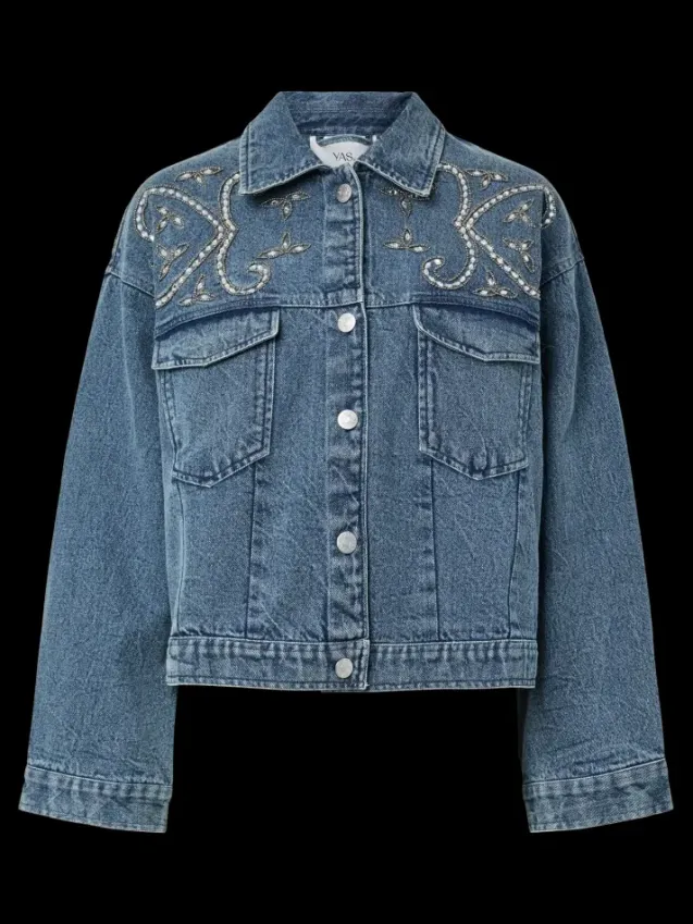 Vision LS Denim EMB Jacket Light Blue Denim
