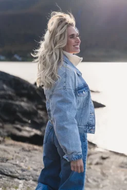 W Cropped Denim Jacket Blue Washed