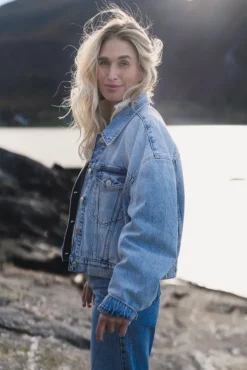 W Cropped Denim Jacket Blue Washed