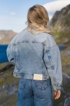 W Cropped Denim Jacket Blue Washed