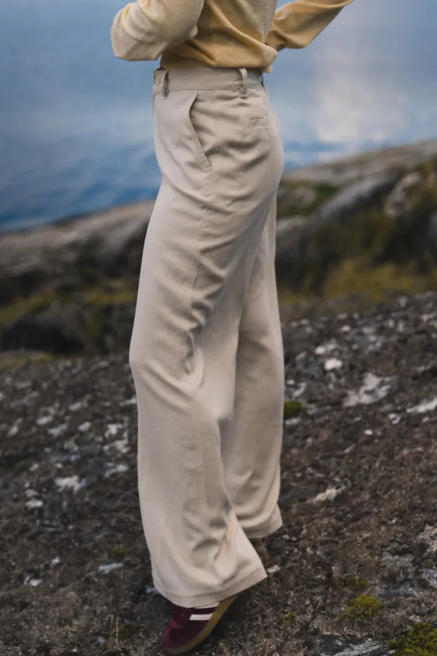 Wide Linen Trousers Ecru