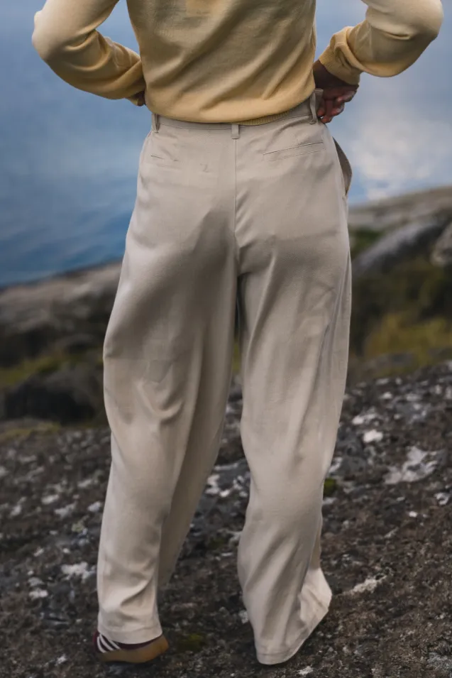 Wide Linen Trousers Ecru