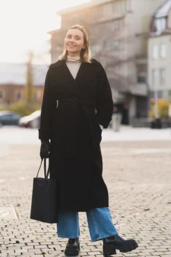 Wool Coat Long Black