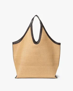 Woven Straw Icon Tote Starfish Beige