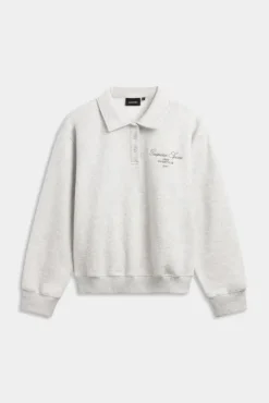 W. Racquet Club Rugby Shirt Grey Melange W. Dark Olive