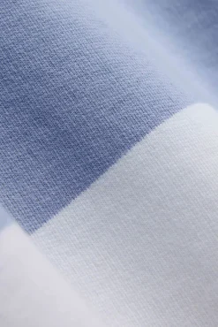 W. Thin Cotton Rugby Shirt White And Vintage Blue Stripes